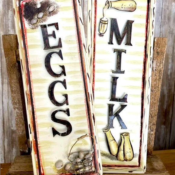 Farmhouse Milk/Eggs 3D Sign/Plaques Metal Open Box! - Picture 2 of 4